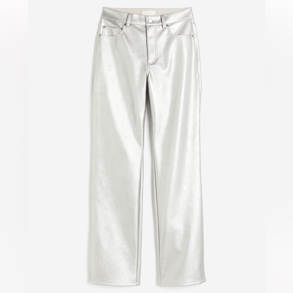 Women's  H&M faux leather  silver  jeans size 12 holiday